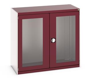 40022021.** cubio cupboard with window doors. WxDxH: 1300x650x1200mm. RAL 7035/5010 or selected